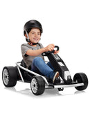 24V Electric Go Kart for Kids with Dual 300W Motors, 8.1 MPH Drift Capability in White