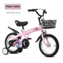 18 Inch Sporty Kids Bike with Training Wheels, Stand, and Adjustable Saddle Magic Cars 1