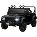 Black 12V Land Rover Kids Ride-On Car with Remote Control, Dual Motors, and LED Lights