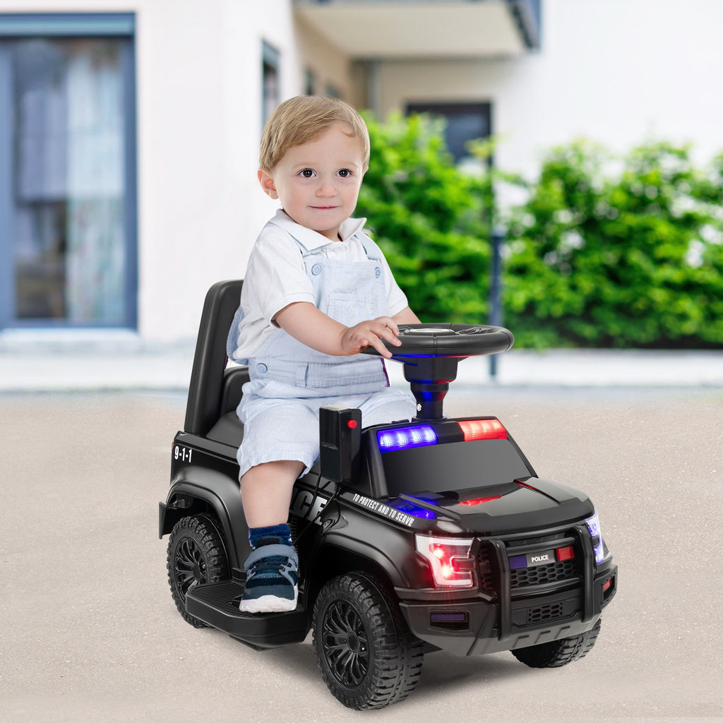 2-in-1 6V Kids Ride On Police Car Toddler Push Car w/ Megaphone & Siren ...
