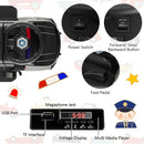 2-in-1 6V Kids Ride-On Police Push Car with Megaphone and Siren, Black Magic Cars 9
