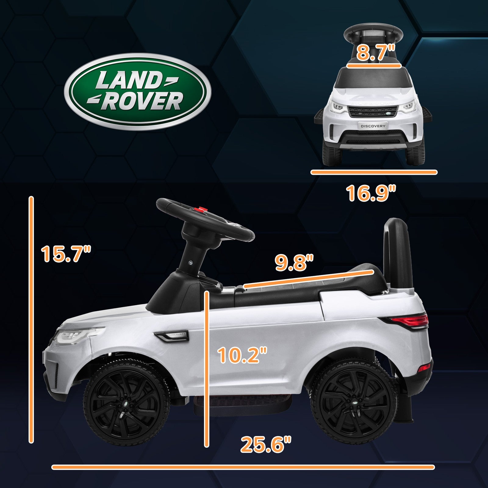 2 in 1 Land Rover Licensed 6V Ride On Car, Sliding Car, White