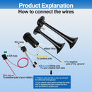 12V 150dB Loud Air Horn Kit with Air Compressor for Trucks, Boats, and Cars, 2-Pack Magic Cars 2