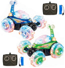 2-Pack Rechargeable Remote Control Tornado Stunt Flip Cars in Blue and Green Magic Cars 7