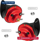 2 Pack High Decibel Train Horn, 12V Waterproof Electric Snail Sound System - Red Magic Cars 1