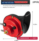 2 Pack High Decibel Train Horn, 12V Waterproof Electric Snail Sound System - Red Magic Cars 2