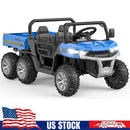 2-Seater 24V Kids Electric Ride-On Dump Truck 4WD 6-Wheel Vehicle with Remote Control Magic Cars 0