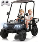 2-Seater 24V Ride-On Golf Cart Truck for Large Kids with Roof, Storage Trunk, and Remote Control Magic Cars 12