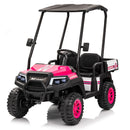 2-Seater 24V Ride-On Golf Cart Truck for Large Kids with Roof, Storage Trunk, and Remote Control Magic Cars 16