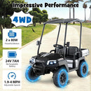 2-Seater 24V Ride-On Golf Cart Truck for Large Kids with Roof, Storage Trunk, and Remote Control Magic Cars 18