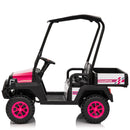 2-Seater 24V Ride-On Golf Cart Truck for Large Kids with Roof, Storage Trunk, and Remote Control Magic Cars 23