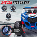 2-Seater Kids Electric UTV 24V with Power Wheels, LED Lights, and Music in Blue Magic Cars 9