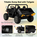2-Seater Kids Ride-On Dump Truck with Functional Dump Bed and Shovel, Black Magic Cars 2
