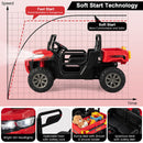 2-Seater Kids Ride-On Red Dump Truck with Functional Dump Bed and Shovel Magic Cars 4