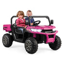 2-Seater Kids Ride-On Pink UTV Dump Truck with Remote Control, Dump Bed, and Shovel Magic Cars 10