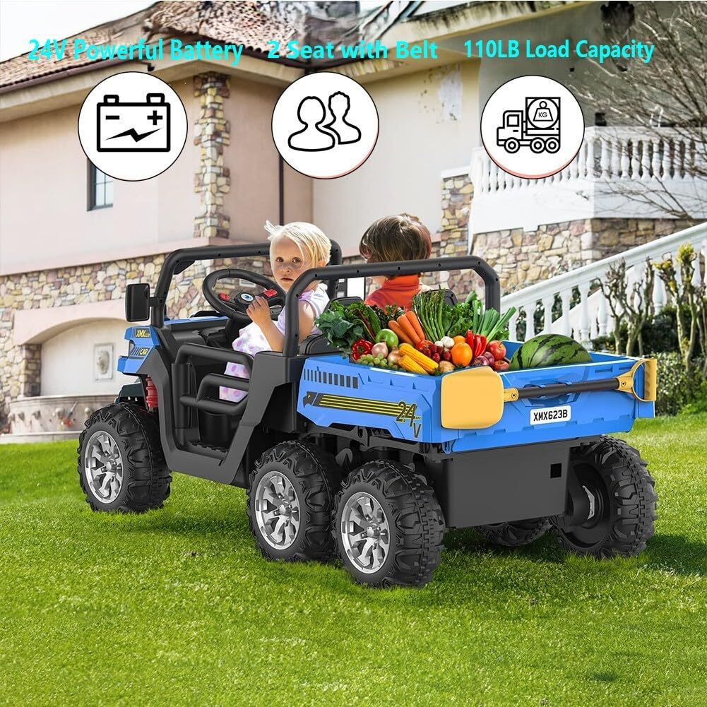 Remote Ride On Trucks 2-Seater Ride On Dump Truck, 24V Kids Electric Vehicles w/Remote Ride ...