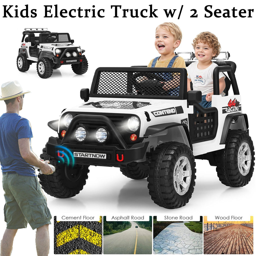 Remote Ride On Trucks 2-Seater Ride on Truck 12V Battery Powered Electric Vehicle w/ Remote ...
