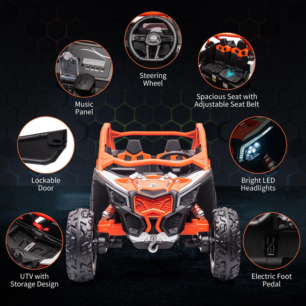 2 Battery Rides 🍒2 Seater Ride on UTV Car Ride On Toys 4WD Kids Truck 24V 7AH Batteries ...