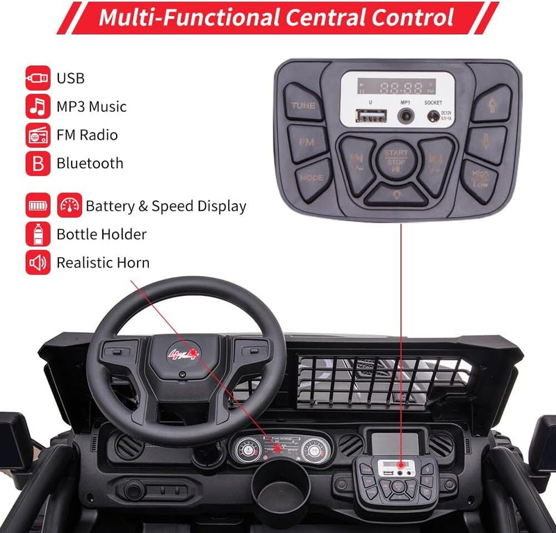 2 Seats 24V Kids Ride On Car with Remote Control Large Seat Power ...