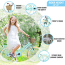 20-Inch Single Speed Girls Bike with Woven Basket for Ages 7-10, Green Magic Cars 2