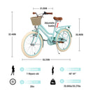 20-Inch Single Speed Girls Bike with Woven Basket for Ages 7-10, Green Magic Cars 3
