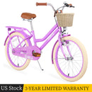 20-inch Purple Kids Bike with Woven Basket for Girls Ages 7-10, Single-Speed Magic Cars 0