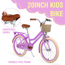 20-inch Purple Kids Bike with Woven Basket for Girls Ages 7-10, Single-Speed Magic Cars 2