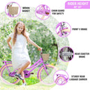 20-inch Purple Kids Bike with Woven Basket for Girls Ages 7-10, Single-Speed Magic Cars 3