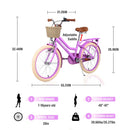 20-inch Purple Kids Bike with Woven Basket for Girls Ages 7-10, Single-Speed Magic Cars 5