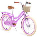 20-inch Purple Kids Bike with Woven Basket for Girls Ages 7-10, Single-Speed Magic Cars 6
