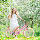 20" Kids Bike with Woven Basket for Girls Ages 7-10 Single Speed Pink Magic Cars 1