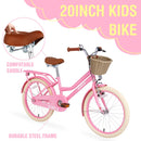 20" Kids Bike with Woven Basket for Girls Ages 7-10 Single Speed Pink Magic Cars 2