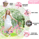 20" Kids Bike with Woven Basket for Girls Ages 7-10 Single Speed Pink Magic Cars 3