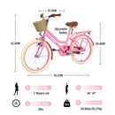 20" Kids Bike with Woven Basket for Girls Ages 7-10 Single Speed Pink Magic Cars 4