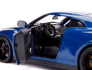 2009 Nissan GT-R R35 Blue Metallic and Carbon Model with Lights and Brian Figurine Magic Cars 4