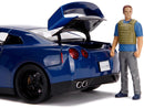 2009 Nissan GT-R R35 Blue Metallic and Carbon Model with Lights and Brian Figurine Magic Cars 5