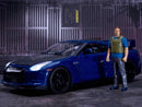 2009 Nissan GT-R R35 Blue Metallic and Carbon Model with Lights and Brian Figurine Magic Cars 7