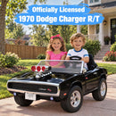 1970 Dodge Charger 2-Seater Kids Ride-On Car with Remote Control and LED Engine Spray Magic Cars 1