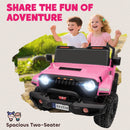 24V Dual Seat Pink Kids Electric Truck with 4WD and Remote Control Suspension Magic Cars 4