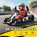 24V Electric Go Kart with Adjustable Seat, 7.5 MPH Speed and Slow Start with Music Magic Cars 4