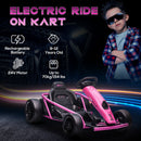 24V Electric Go-Kart with 8.1 MPH Speed, Music, Horn, Honking, Slow Start - Pink Magic Cars 4