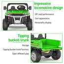 24V Electric 2-Seater Kids Ride-On Truck Tractor with Trailer Dump Bed and 3-Speed RC Control Magic Cars 3