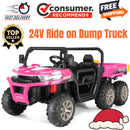 24V Kids Electric Ride-On Dump Truck with Remote Control 2-Seater 4/2WD Magic Cars 27
