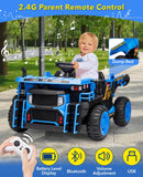 24V Electric Kids Ride-On Dump Truck Toy with Remote Control, Shovel, and Dump Bed - Blue Magic Cars 2