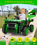 24V Kids Electric Ride-On Dump Truck Toy with Remote, Shovel, and Dump Bed Green Magic Cars 2