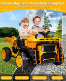 24V Electric Kids Ride-On Dump Truck Toy with Remote Control, Shovel, and Dump Bed - Yellow Magic Cars 5