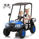 24V Kids 4WD Ride-On Truck 2-Seater Golf Cart with Sun Shade, Storage Trunk, and Remote Control Magic Cars 12