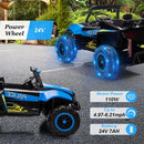 24V Kids Electric Ride-On 4-Wheeler Off-Road UTV Toy with Remote Control Blue Magic Cars 3