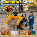 24V Electric Yellow Dump Truck for Kids, 2-Seater 24-Inch Ride-On with 450W 4WD Magic Cars 2
