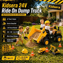 24V Electric Yellow Dump Truck for Kids, 2-Seater 24-Inch Ride-On with 450W 4WD Magic Cars 8